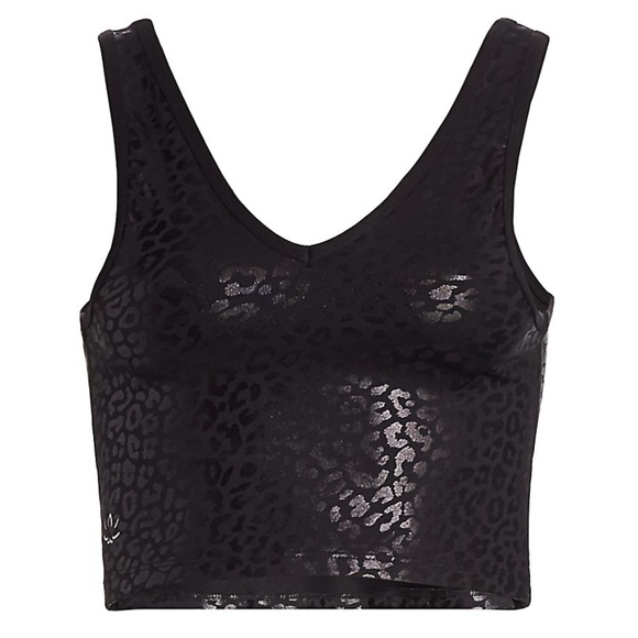Beyond Yoga Other - BEYOND YOGA Black Shiny Leopard V- Neck Crop Tank Top
